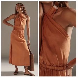 NWT Anthropologie Linen Halter Midi-dress